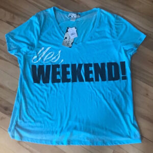 Smudge turquoise “weekend” short sleeve T, NWT, 1X